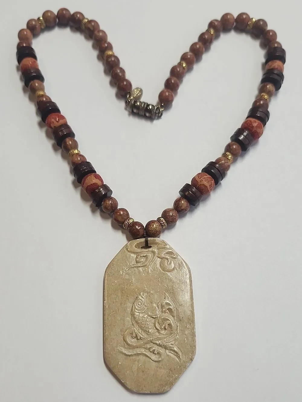 Vintage Les BERNARD INC Assorted Stone Beaded Double Sided Pendant Necklace
